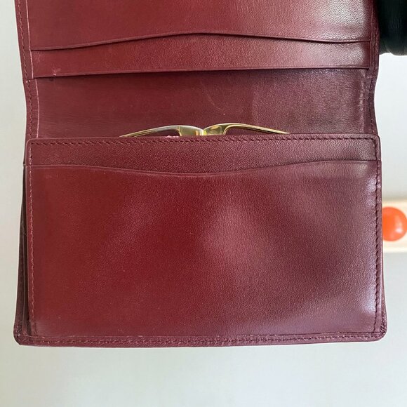 Vintage Cartier Tri-fold Mastline Bordeaux Wallet w/ Kiss Lock Coin - Picture 8 of 11